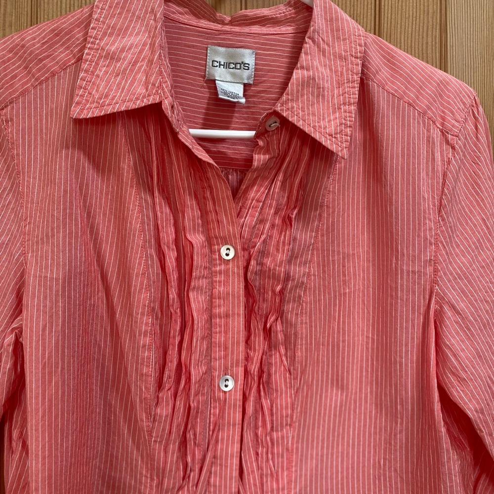 Chico's Pleated Button Down Blouse - Picture 6 of 6